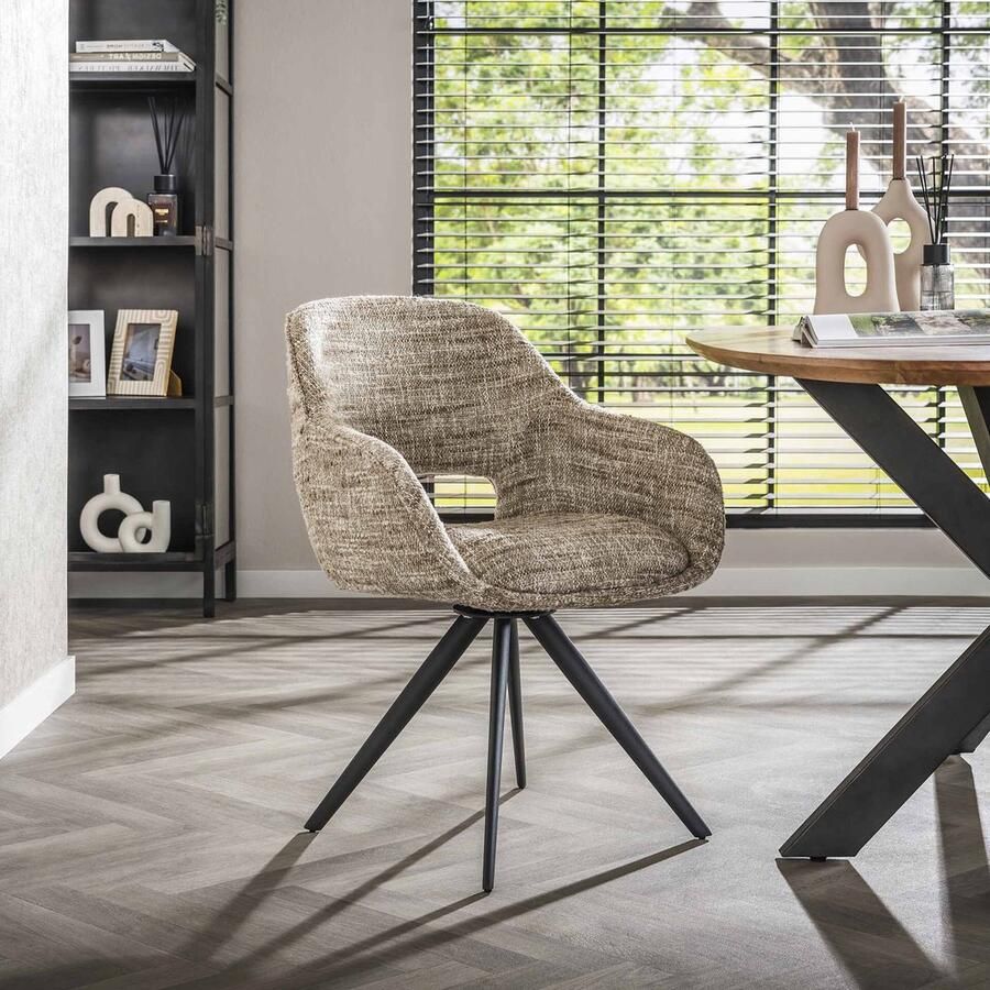 LifestyleFurn Draaibare Eetkamerstoel set van 2 Deonte Zand