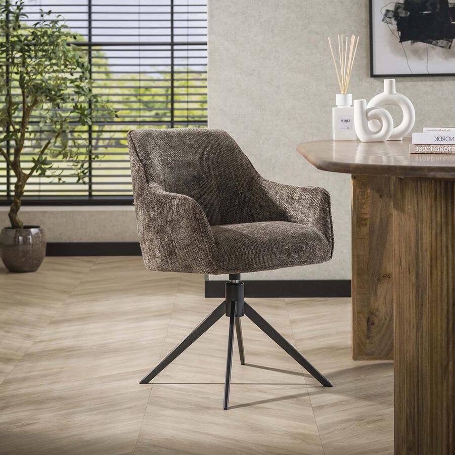 LifestyleFurn Draaibare Eetkamerstoel set van 2.00 Lavonne Rich stof Taupe