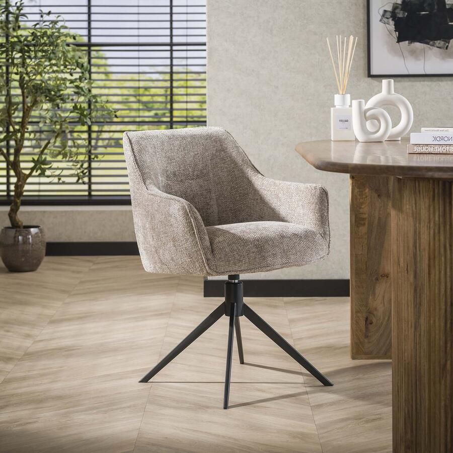 LifestyleFurn Draaibare Eetkamerstoel set van 2.00 Lavonne Rich stof Zand