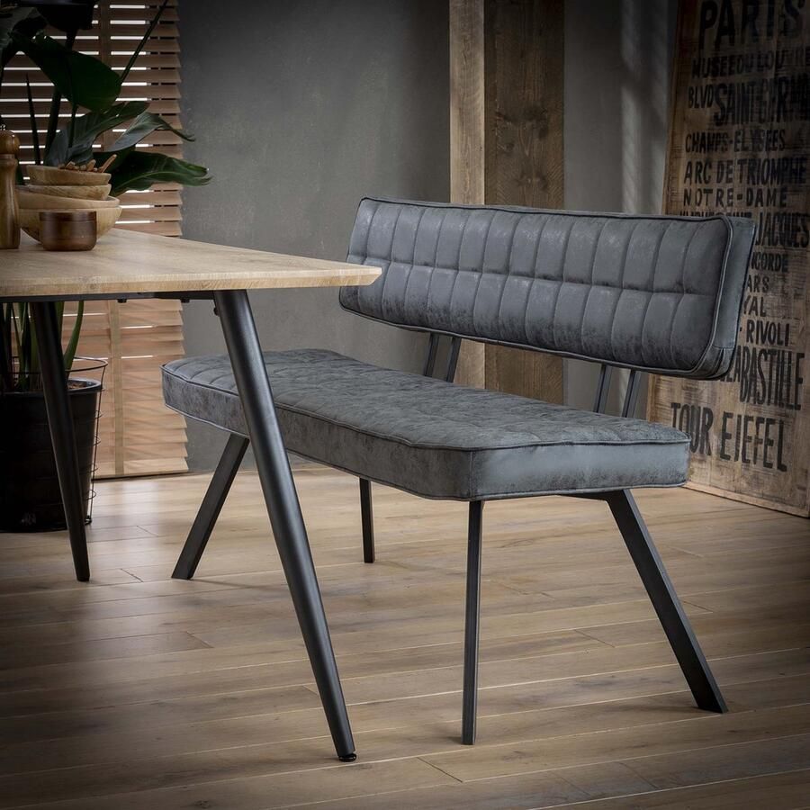 LifestyleFurn Eetkamerbank 'Ginger' 150cm kleur Zwart
