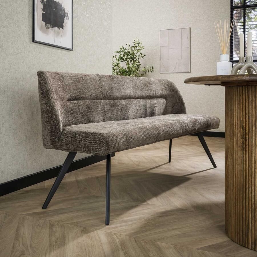 LifestyleFurn Eetkamerbank Lavonne Rich stof 188cm Taupe