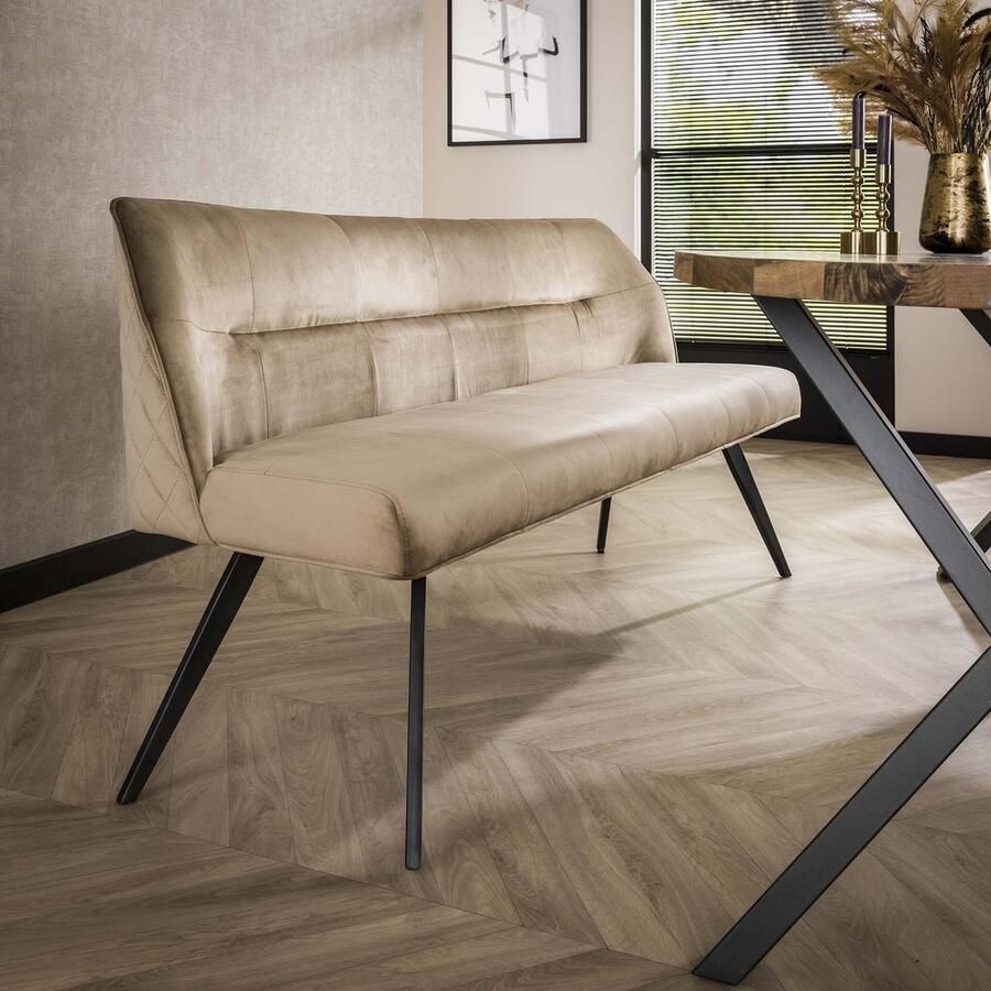 LifestyleFurn Eetkamerbank Lavonne Velvet 180cm Champagne