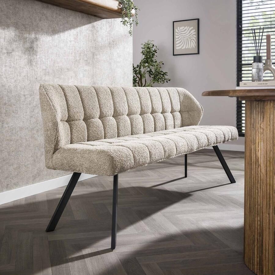 LifestyleFurn Eetkamerbank Thandie Bouclé 180cm Zand