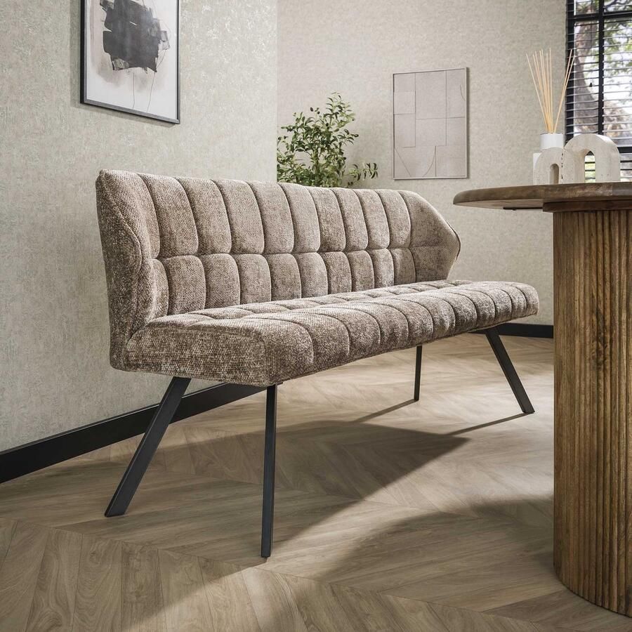LifestyleFurn Eetkamerbank Thandie Rich stof 180cm Champagne