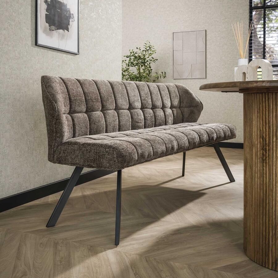 LifestyleFurn Eetkamerbank Thandie Rich stof 180cm Taupe