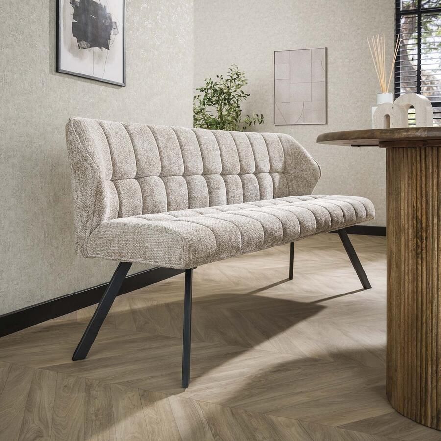 LifestyleFurn Eetkamerbank Thandie Rich stof 180cm Zand