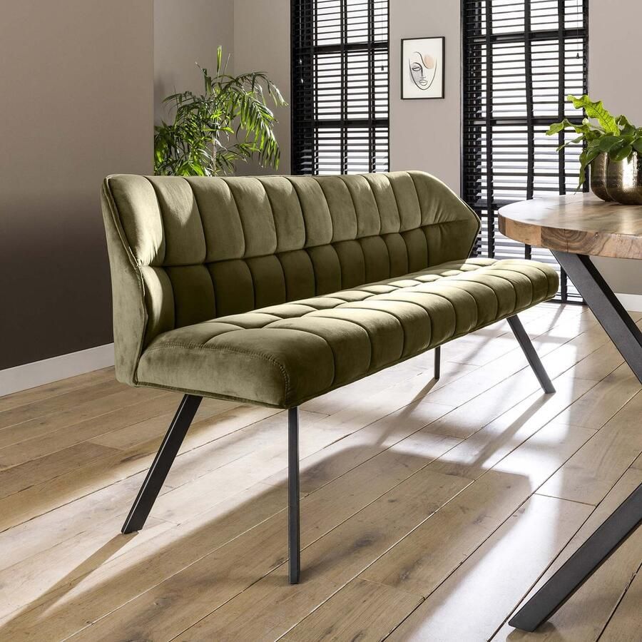 LifestyleFurn Eetkamerbank Thandie Velvet 180cm Groen - Foto 2