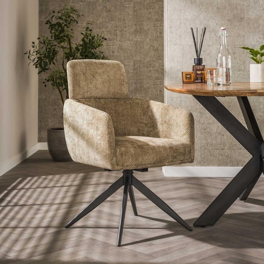 LifestyleFurn Eetkamerstoel set van 2 Arlington Chenille Zand