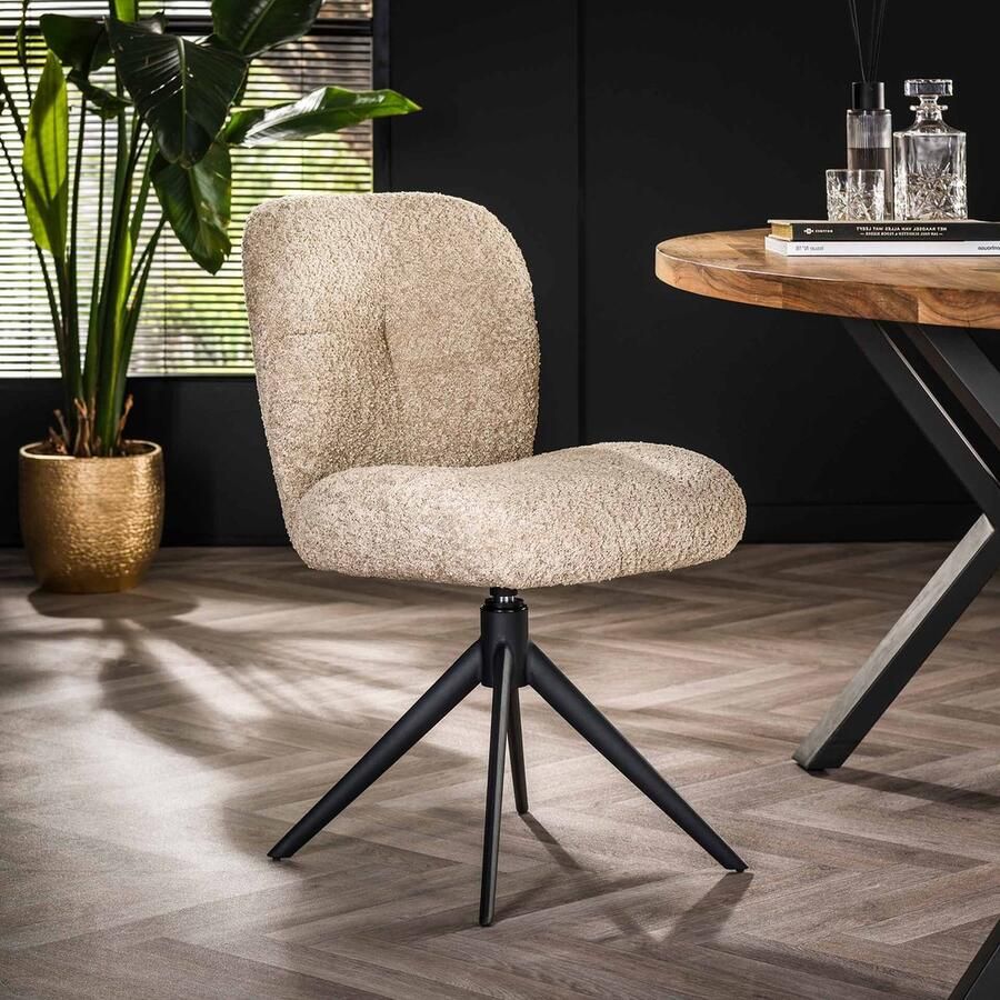 LifestyleFurn Eetkamerstoel set van 2 Lovie Bouclé Zand - Foto 2