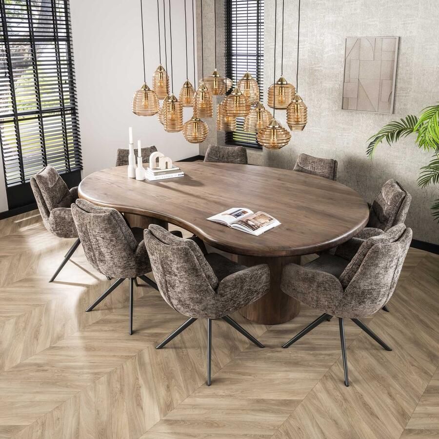 Dimehouse Organisch Vormige Eettafel Alo Acaciahout Bruin 240x160 cm