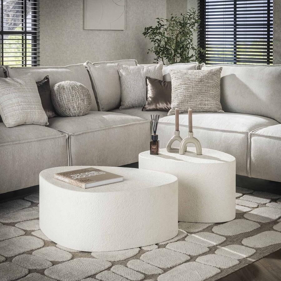 LifestyleFurn Organische Salontafel Candiss Marmer Composiet Set van 2 stuks Japandi - Foto 2