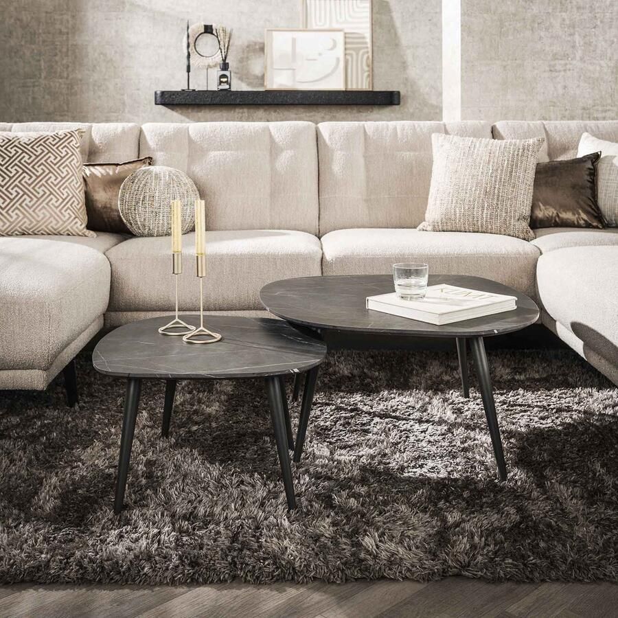 Bold Living Salontafel Set Rogers Organisch Zwart Melamine