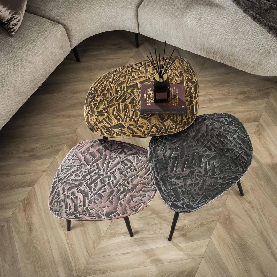Dimehouse Marlo Salontafel set 3 Vierkant koper patina