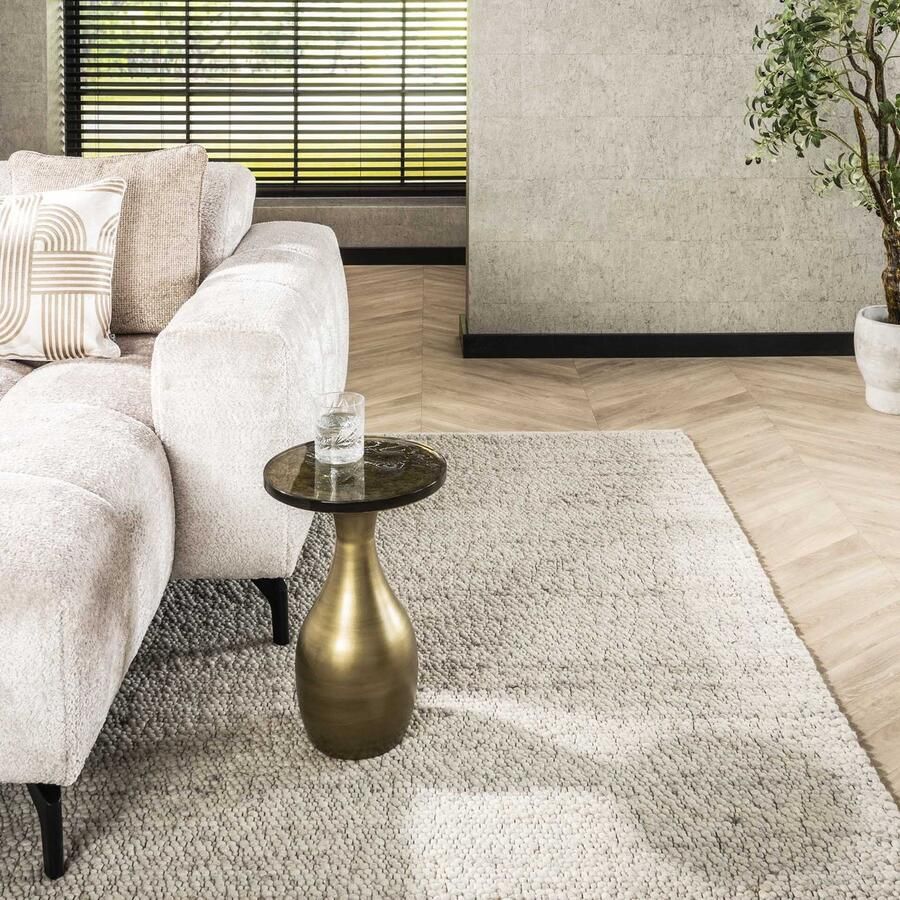 LifestyleFurn Ronde Bijzettafel Cassidi Glas 30cm Goud Antiek