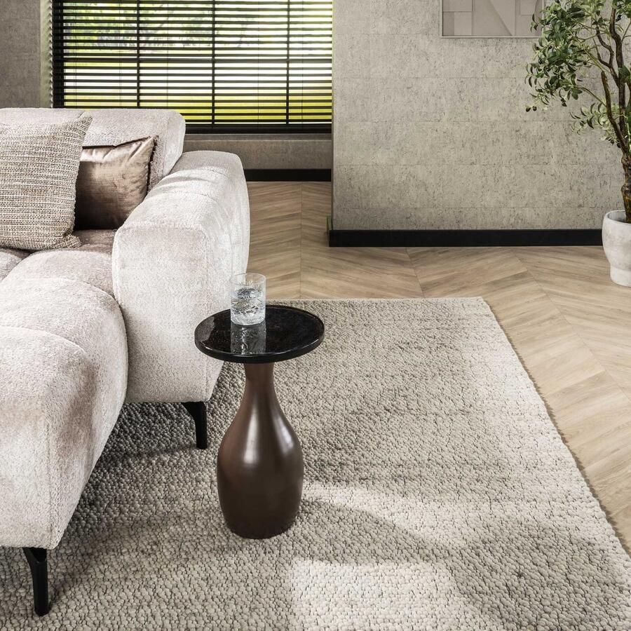 LifestyleFurn Ronde Bijzettafel Cassidi Glas 30cm Koper Antiek