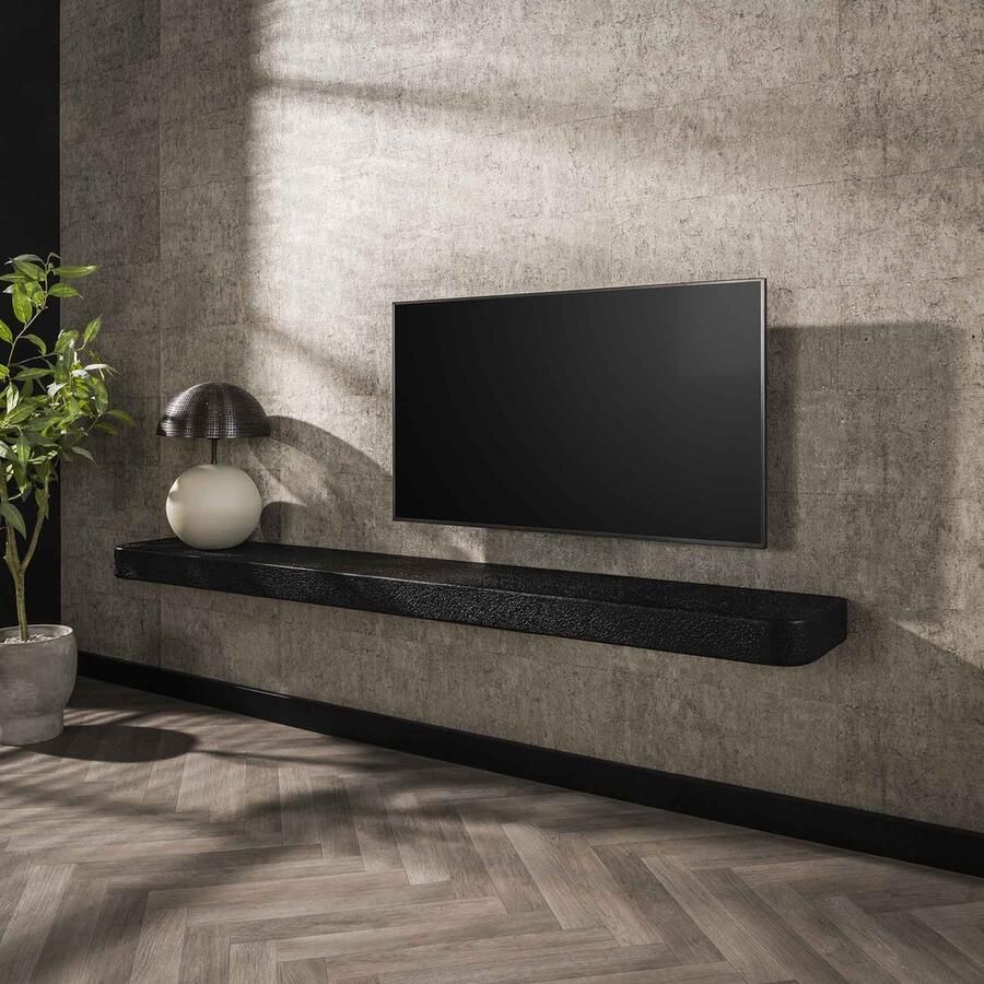 LifestyleFurn Wandplank TV-meubel Doria Liquid metal 200cm Grijs