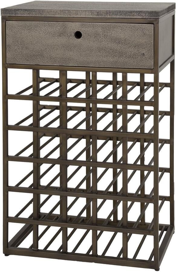 LifestyleFurn Wijnkast Dishon Antiek Brass Voor 30 flessen Brons antiek