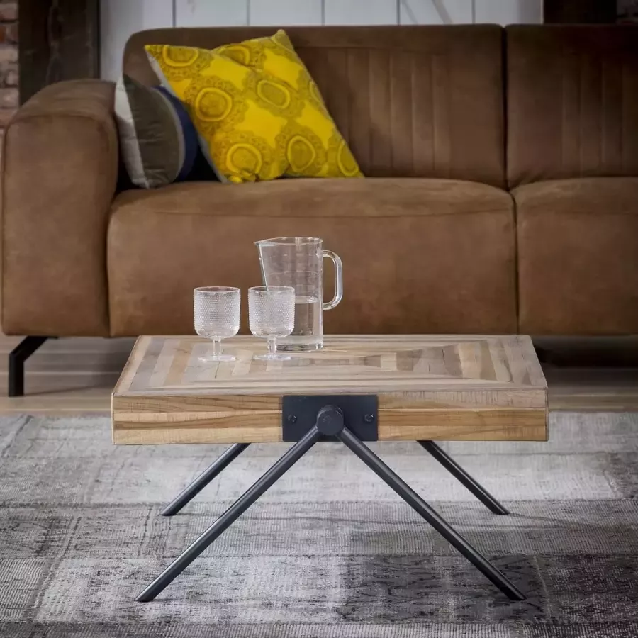 LifestyleFurn Vierkante Salontafel 'Teca Balance' Teak 70 cm