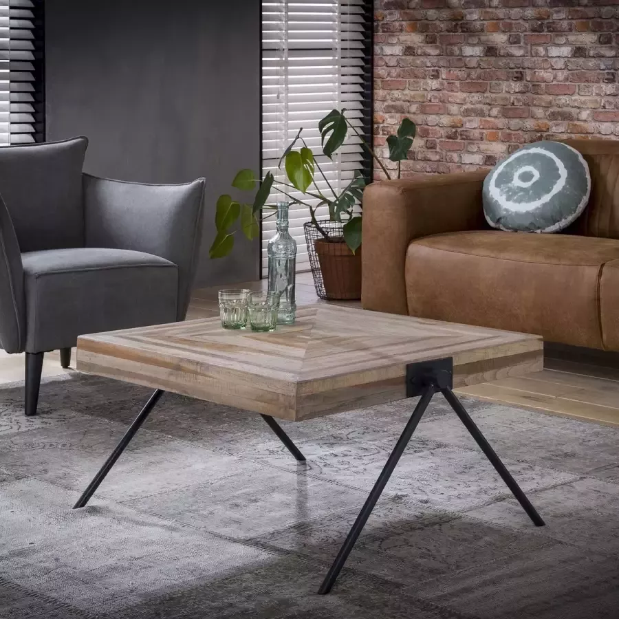 LifestyleFurn Vierkante Salontafel 'Teca Balance' Teak 80 cm