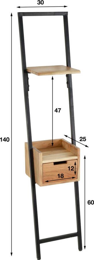 LifestyleFurn Wandrek Nachtkastje Tayvon Acaciahout 140 x 30cm Massief acacia naturel - Foto 2