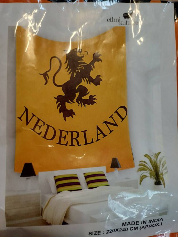 Ibiza laken Hamam doek Strandlaken bed overtrek schaduwdoek muur decoratie picknickkleed tafel kleed bankkleed 240 x 210 cm katoen XXL laken XXL Doek Oranje met Leeuw