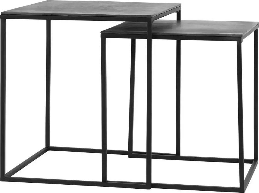Light & Living Side table S 2 40x40x45+44 5x44 5x50 5 cm BANOS raw lead ant - Foto 1