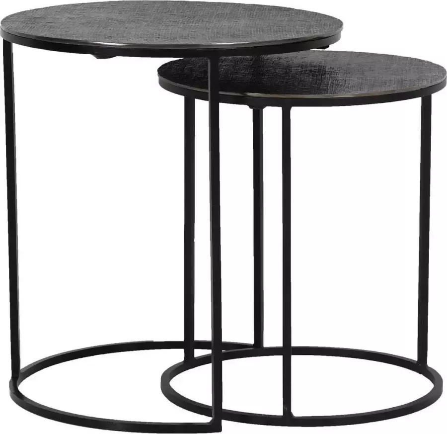 Light & Living Side table S 2 41x46+49x52 cm RENGO texture black nickel - Foto 1