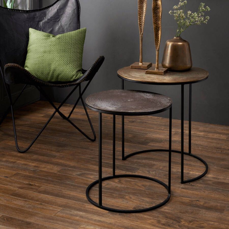 Light & Living Side table S 2 41x46+49x52 cm TALCA ant copper+brnz circ - Foto 1