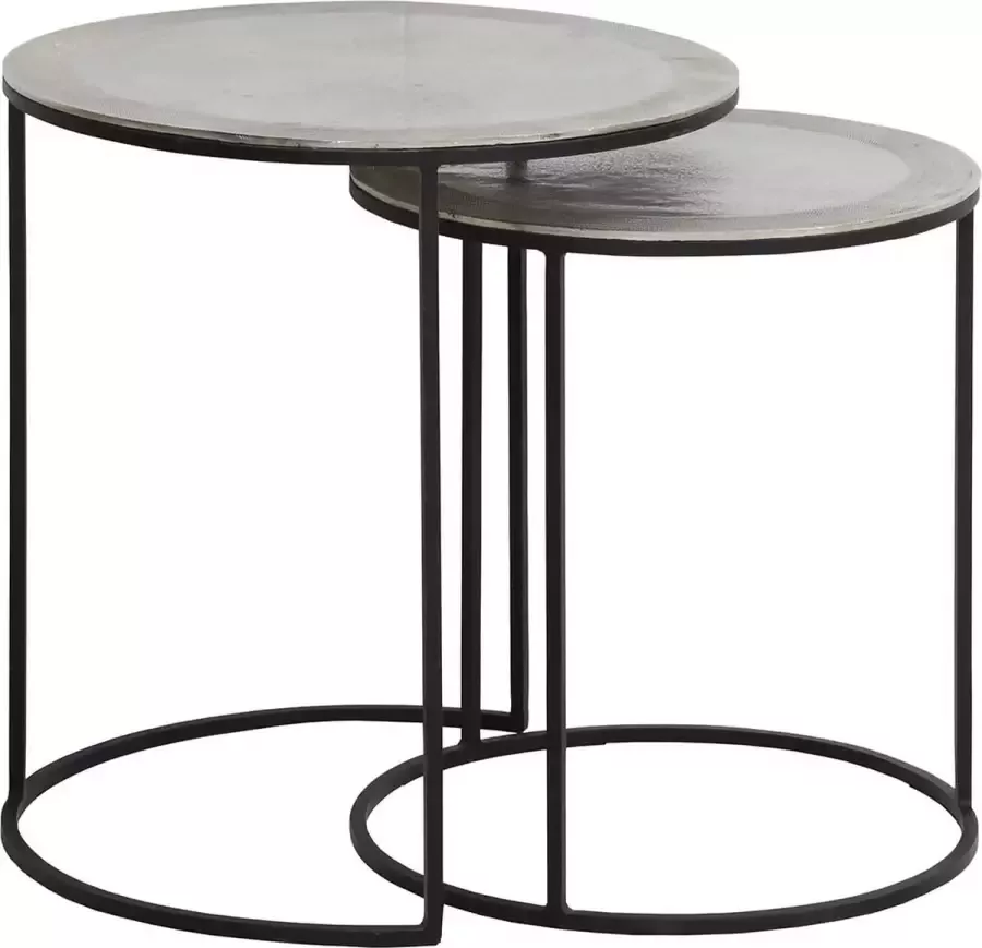 Light & Living Side table S 2 41x46+49x52 cm TALCA raw nickel