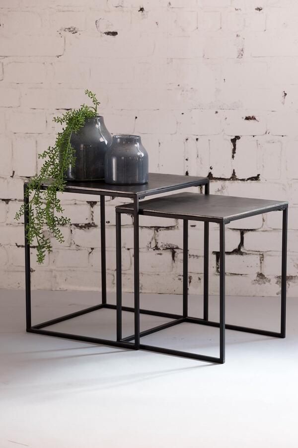 Light & Living Bijzettafel BANOS Ø44.5x50.5cm Zilver Set van 2