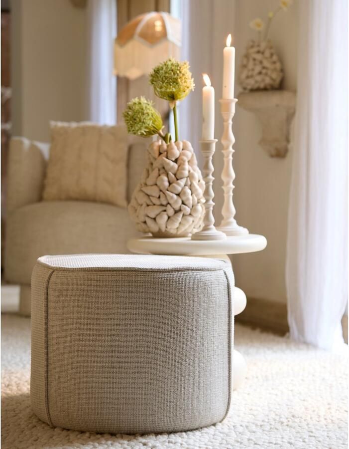 Light & Living Bijzettafel Domoni Stof Beige Creme 50 x 40 x 50 cm (BxHxD)