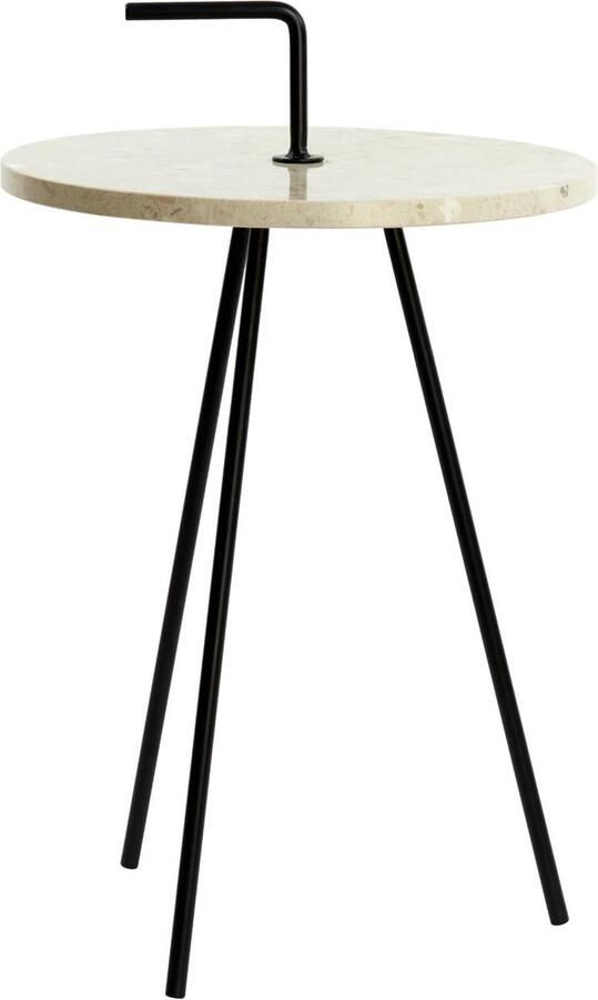 Light & Living Bijzettafel 'Jobito' Terrazzo Ø42cm kleur Crème Mat Zwart