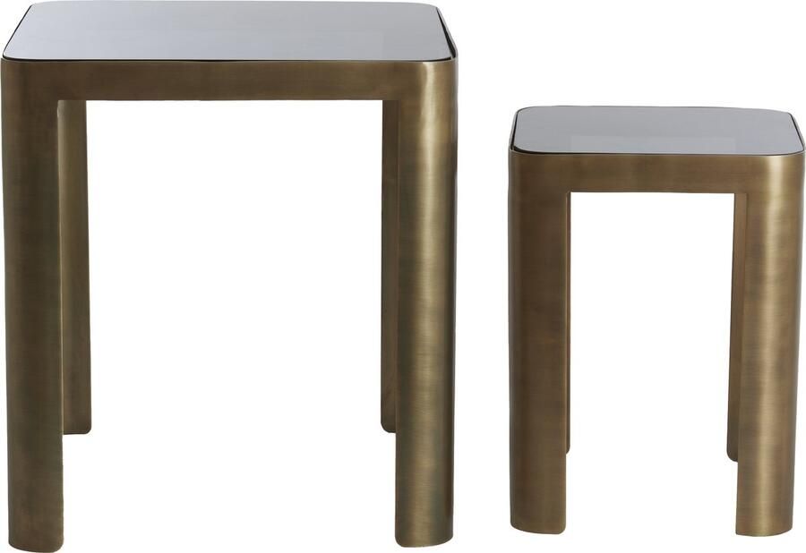 Light & Living Bijzettafel Oxe Set van 2 stuks Antiek Brons Vierkant