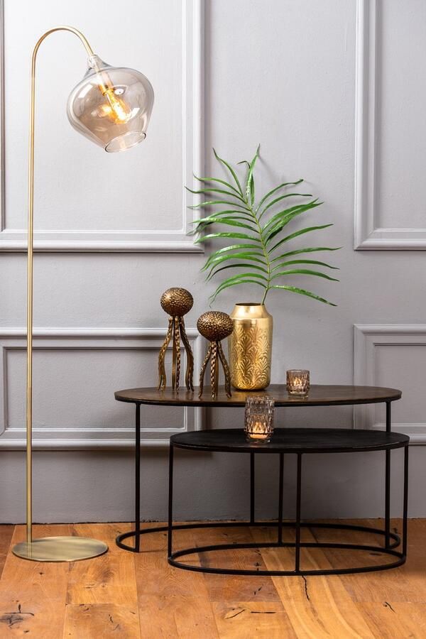 Light & Living Paxson Bijzettafel Antiek Brons Donker Brons Ø89+71 cm