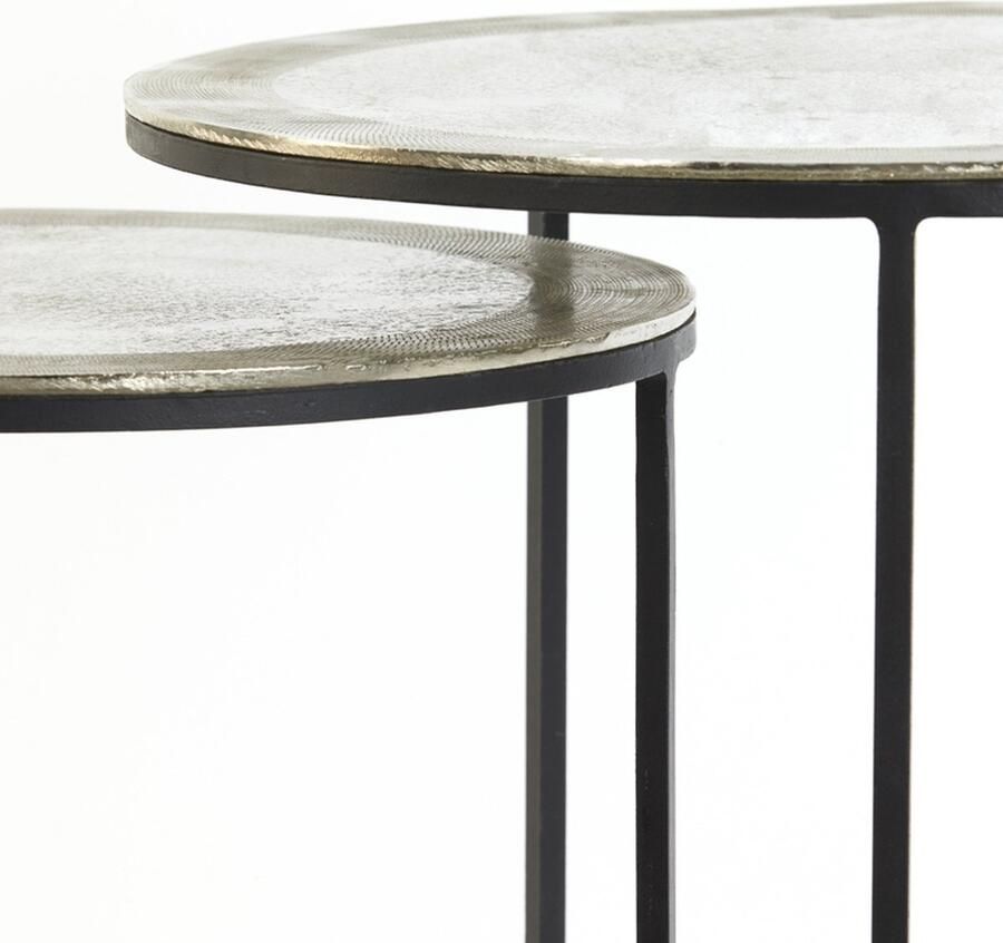 Light & Living Bijzettafel Talca Ø40x45+Ø49x50 5 cm Metaal Zilver Set van 2