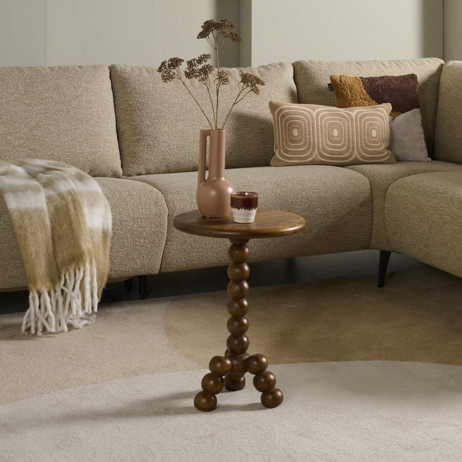 Light & Living Bijzettafel Veglio Lichtbruin Ø35cm Modern