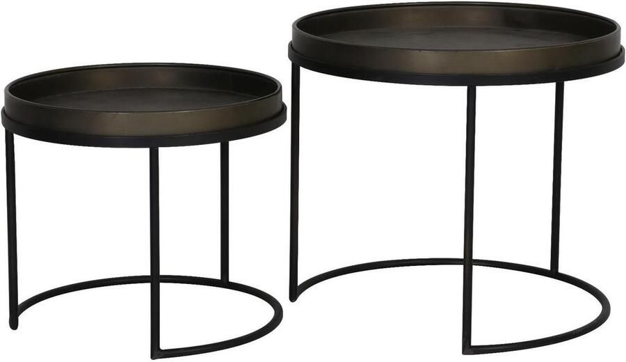 Light & Living COPAN Bijzettafel Set van twee Ø50x44 5+Ø60x54 5 cm tin look