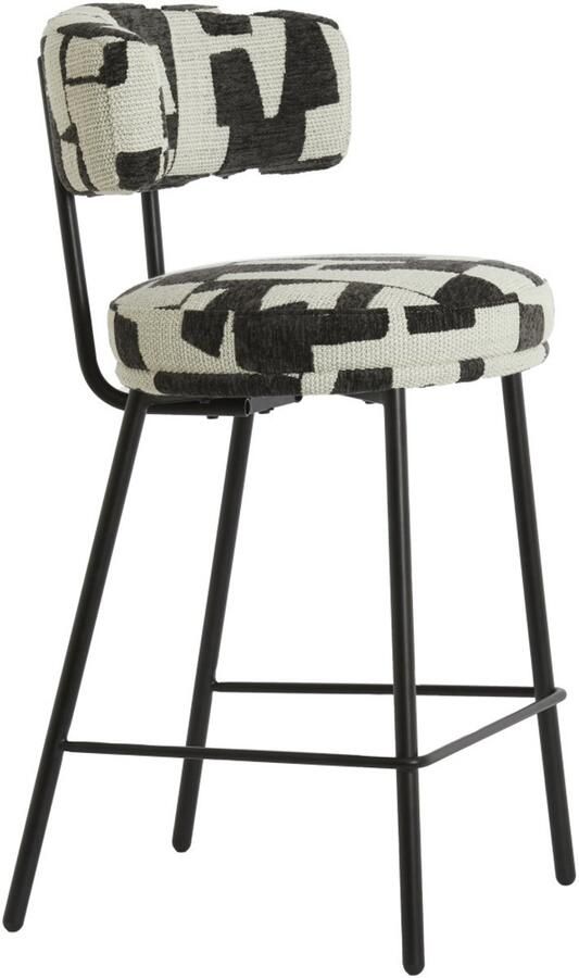 Light & Living Light&living Barkruk 52 5x51x93 cm HARVIE crème-zwart+mat zwart
