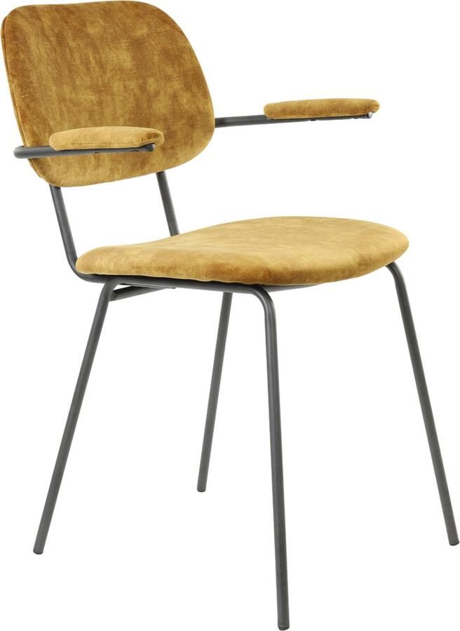 Light & Living Light&living Eetkamerstoel 58x58x82 cm EMMA velvet okergeel-donker grijs