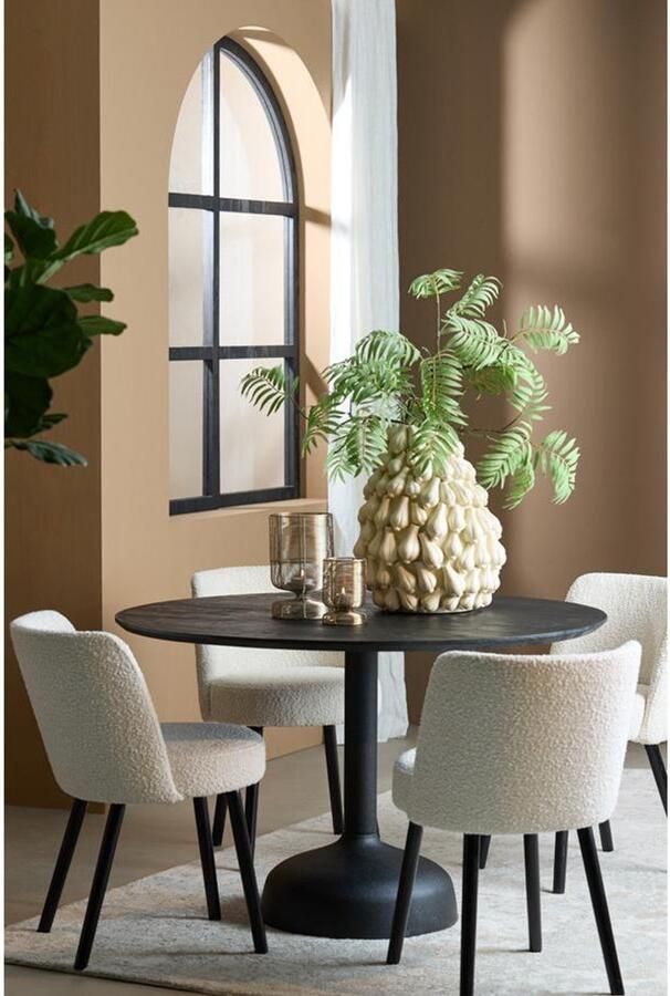 Light & Living Light&living Eettafel Ø120x76 cm TUNJA hout mat zwart+zwart