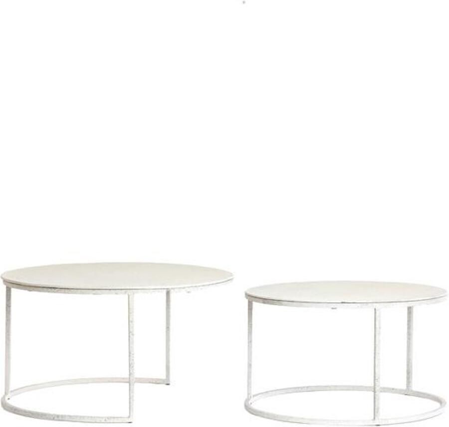Light & Living Light&living Salontafel S 2 Ø65x38+Ø75x42 cm SADAR wit+licht grijs gespik