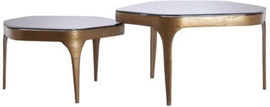 Light & Living Light&living Salontafel S 2 max 77x70x42 cm AVI glas smoke+antiek brons