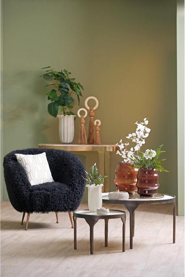 Light & Living Light&living Stoel 79x77x77 cm ORVION furry zwart+brons