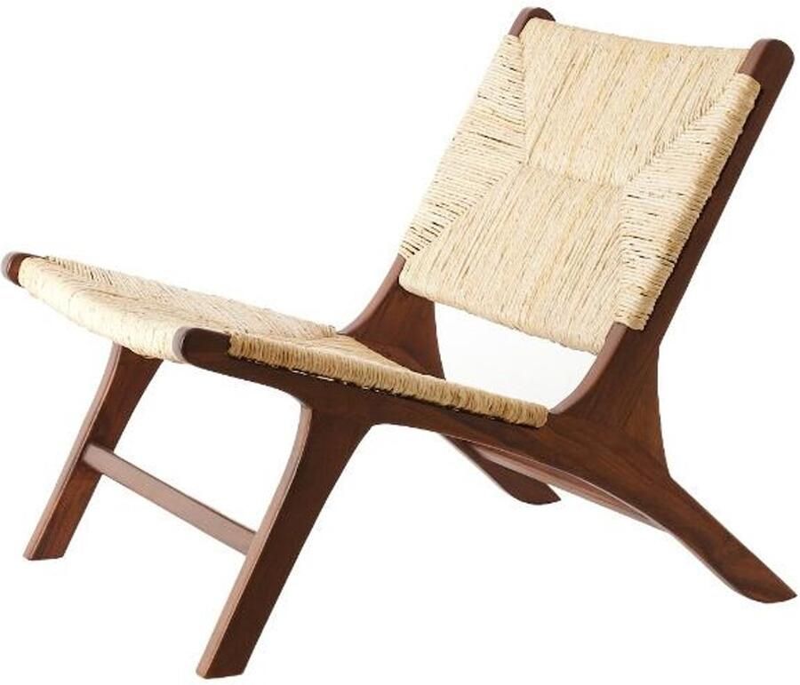 Light & Living Fauteuil Payan Teakhout en bananenblad Bruin Japandi