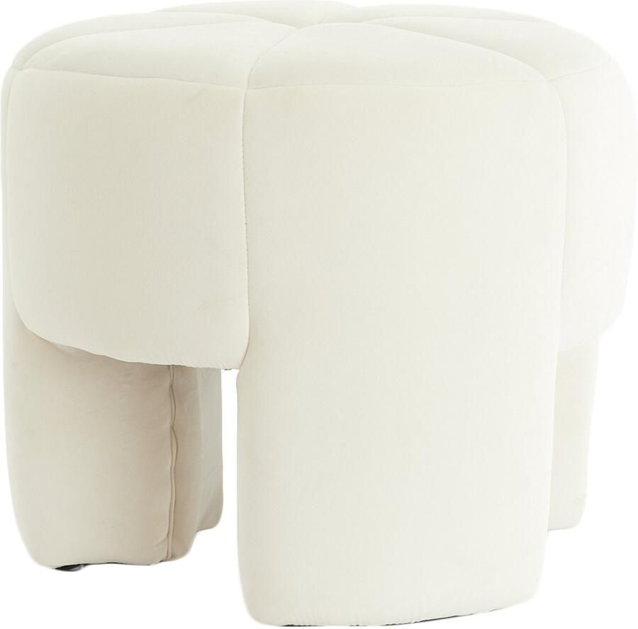 Light & Living poef BATOEMI velvet wit – Ø51x45 cm