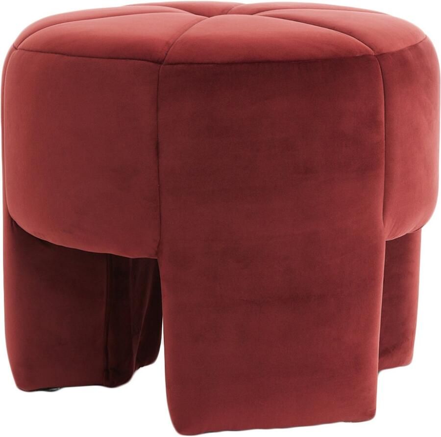 Light & Living poef BATOEMI in velvet bordeaux uitvoering – Ø51x45 cm