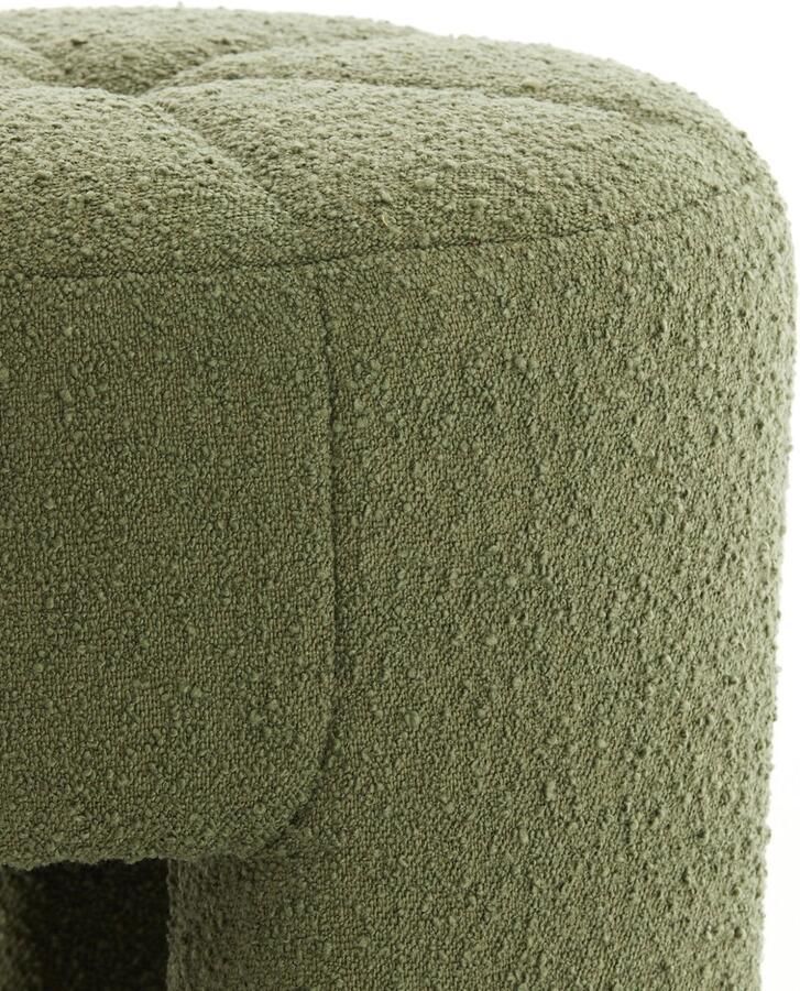Light & Living poef BATOEMI met bouclé bekleding in donkergroen – Ø51x45 cm