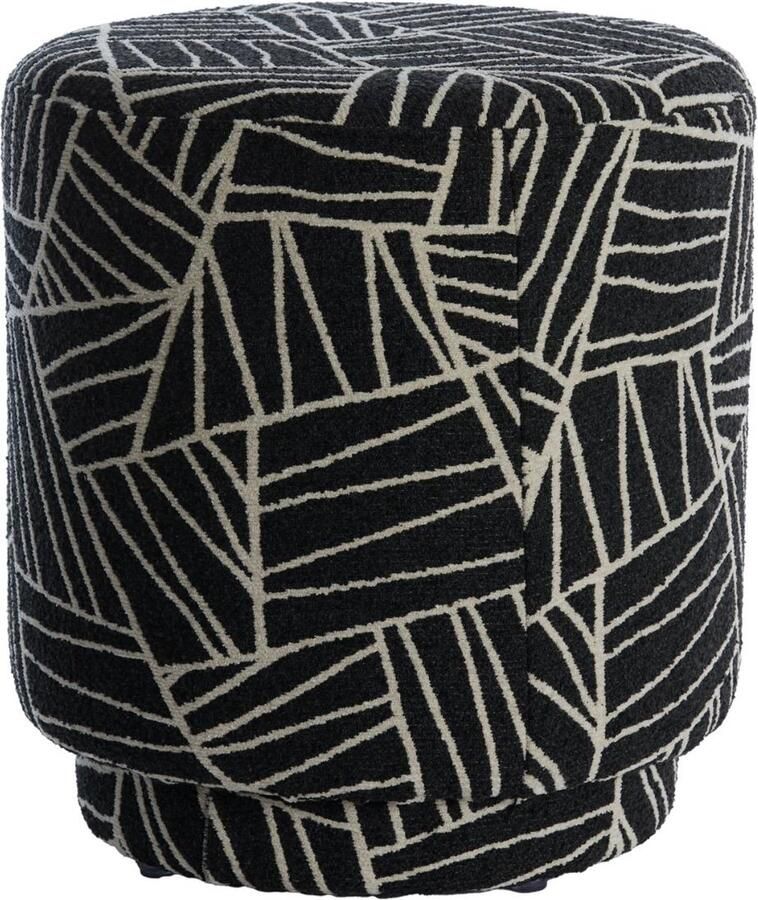 Light & Living Poef Davonte Zwart Ø40cm Modern