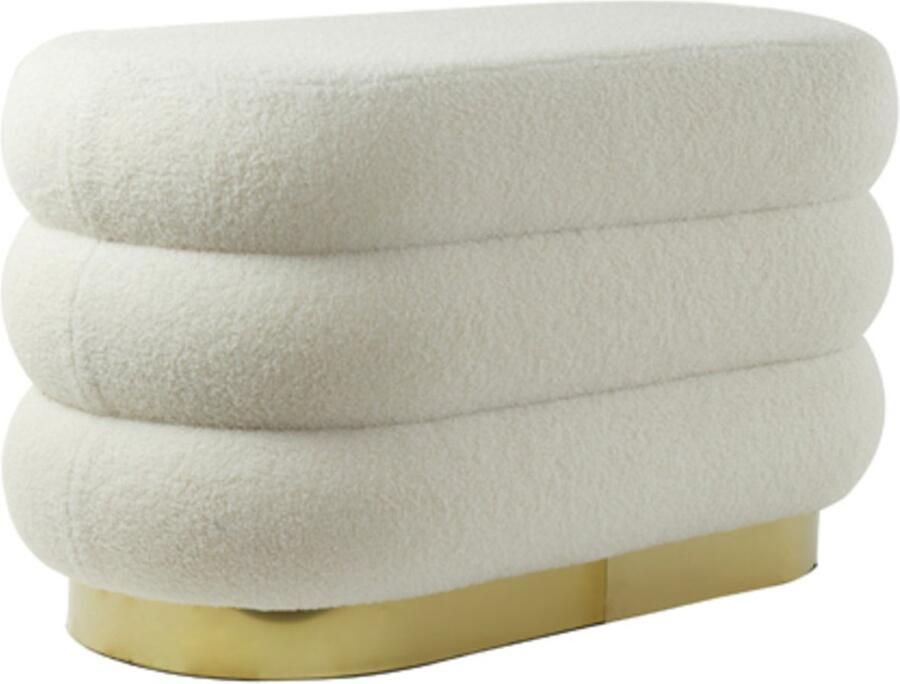 Light & Living Light&living Poef 80x40x45 cm LYALL teddy crème+goud