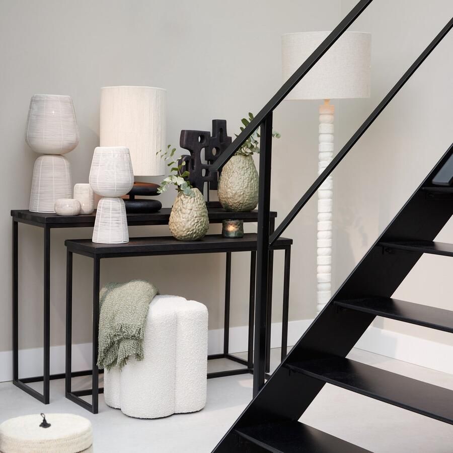 Light & Living Nalani poef 38x38x45 cm bouclé crème